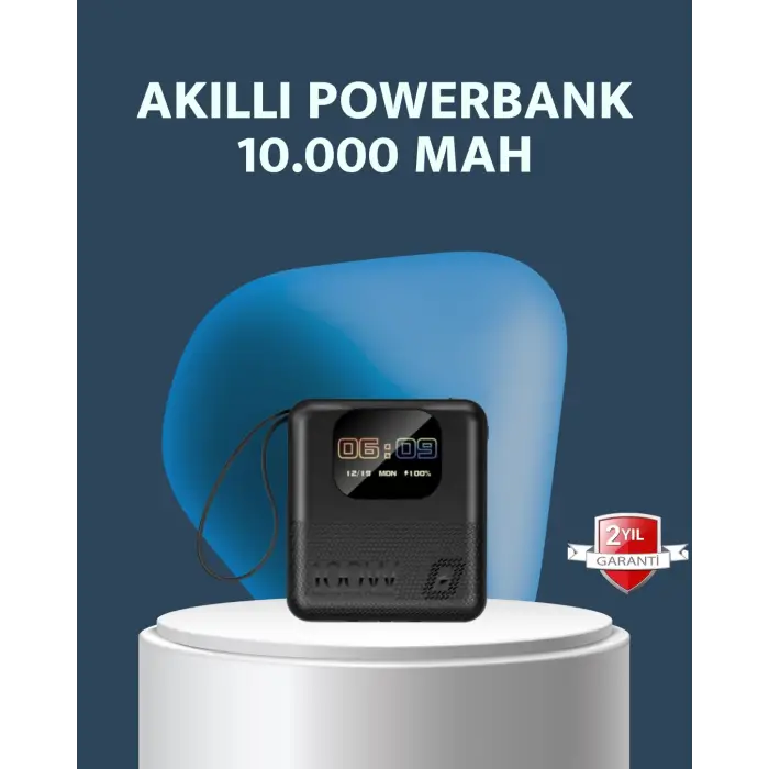 2025 Model 10000 mAh Akıllı Powerbank ve Akıllı Saat Özellikli Şarj Cihazı