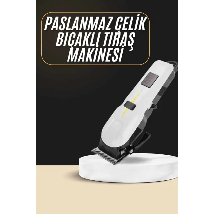 2025 Model Şarjlı Dijital Saç Sakal Tıraş Makinesi Islak Kuru Kullanıma Uygun