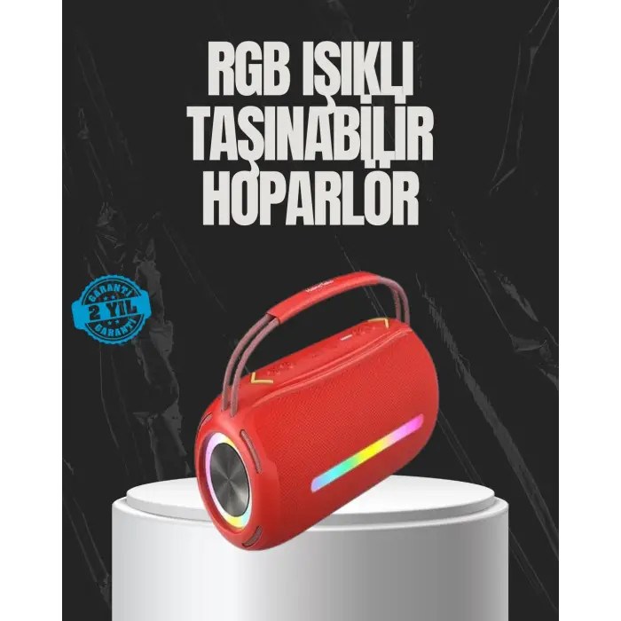 20W Güçlü Ses Çift Sürücülü RGB LED Işıklı Bluetooth 5.3 Hoparlör