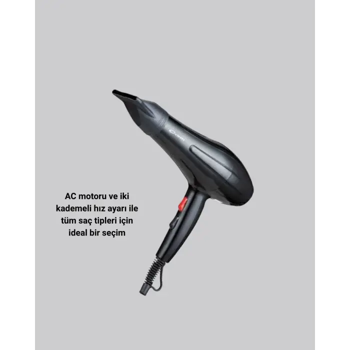 2200W Fön Makinesi – Profesyonel AC Motor, Soğuk ve Sıcak Üfleme