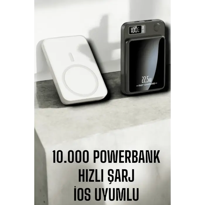 22.5W Magsafe Kablosuz Şarjlı Powerbank Dijital Ekran ve Hızlı Şarj