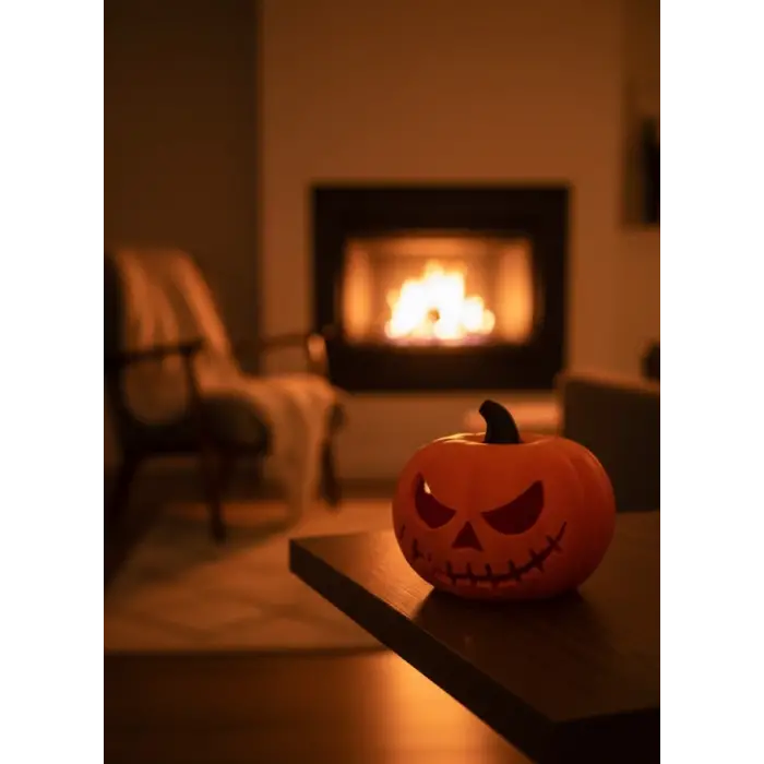 23×15 cm Korku Temalı Balkabağı Biblo Dekoratif Ev Ofis Süs Eşyası