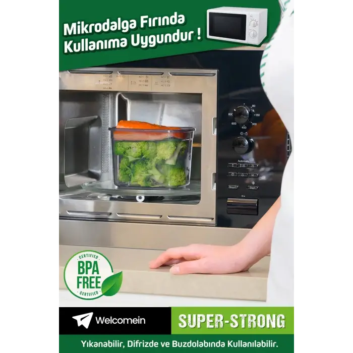 24 Adet 48 Parça 550 ml. 1200 ml. 1750 ml. Sızdırmaz Kapaklı Kare Erzak Bakliyat Saklama Kabı Seti