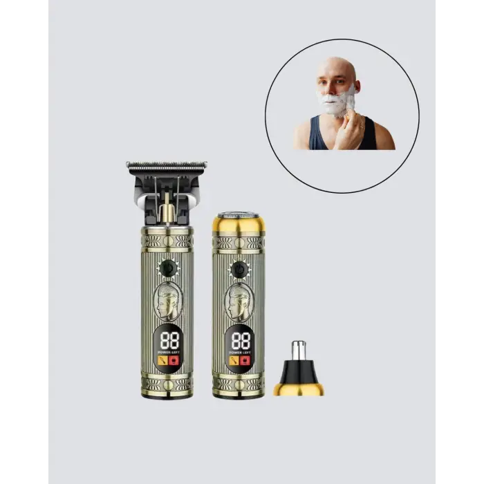 2’si 1 Arada Saç ve Sakal Düzeltici Seti – T Bıçaklı, 8 Farklı Kılavuz Tarağı