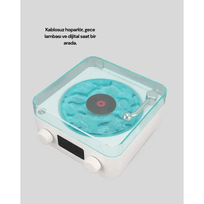 3-1 Kablosuz Bluetooth Hoparlör – Gece Lambalı, Saatli, Retro Tasarım