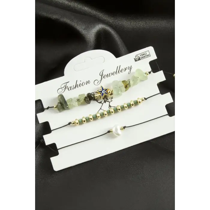 3 Adet Deniz Yıldız Mineli Kırık Doğaltaş Bileklik