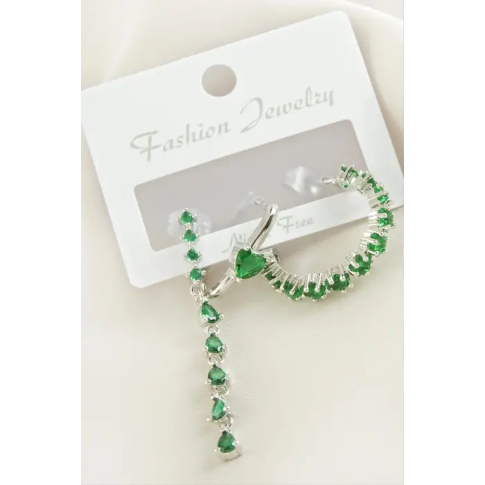 3 Adet Kalp Zirkon Taşlı Küpe