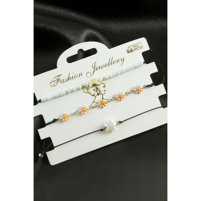 3 Adet Yıldız Mineli Kum Boncuk Bileklik