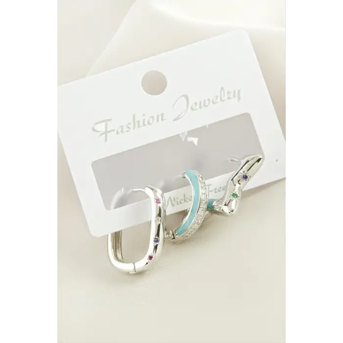 3 Adet Yıldız Zirkon Taşlı Küpe