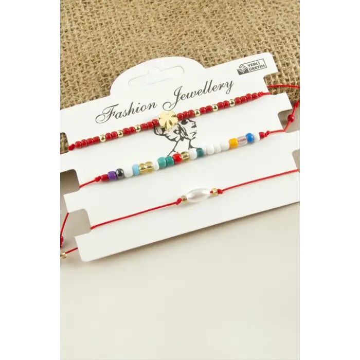 3 Adet Yonca Kum Boncuk Bileklik