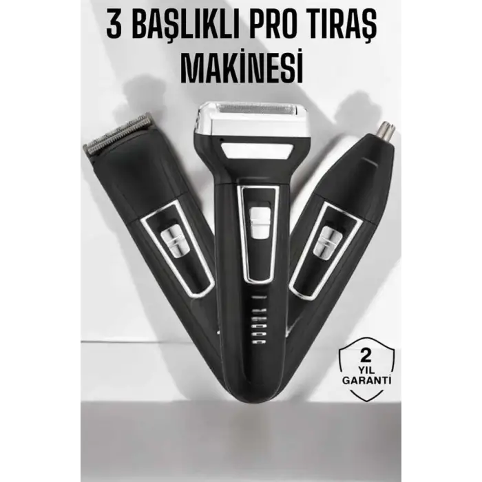 3 Başlıklı Profesyonel Tıraş Makinesi