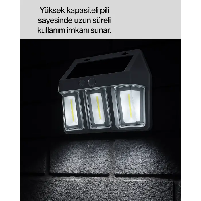 3 in 1 Solar Duvar Lambası – IP65 Su Geçirmez, Hareket Sensörlü