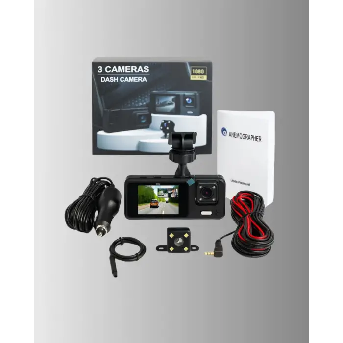 3 Kameralı Araç İçi DVR Kayıt Cihazı  Ön İç Arka Kamera Full HD