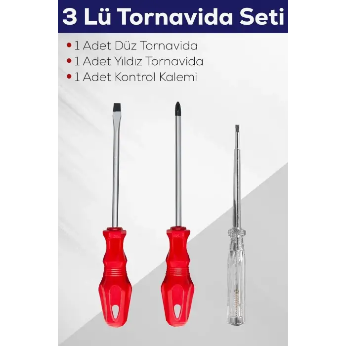 3lü Tornavida Seti (düz Tornavida + Yıldız Tornavida + Kontrol Kalemi)