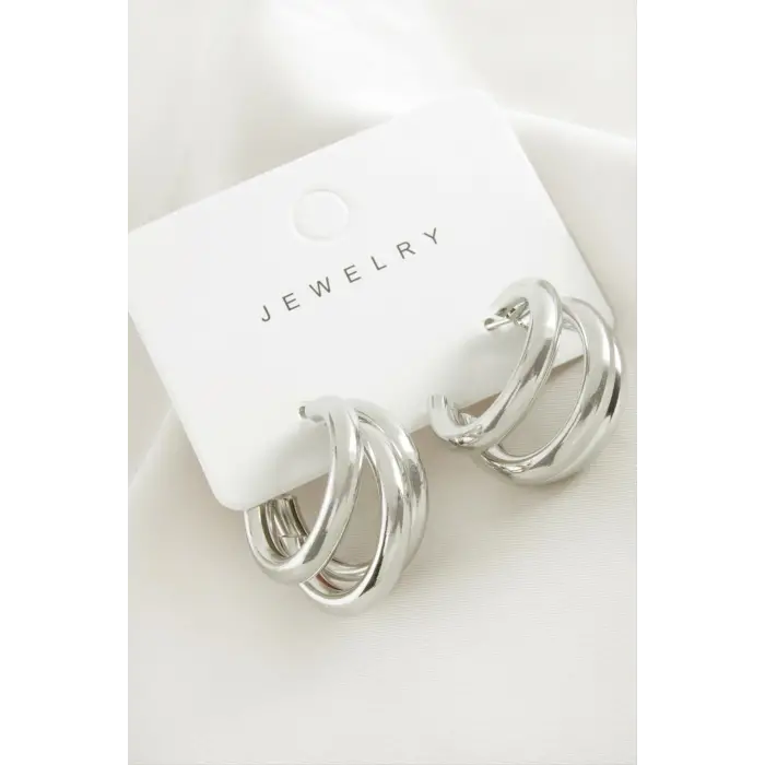 3 Sıra Metal Halka Küpe