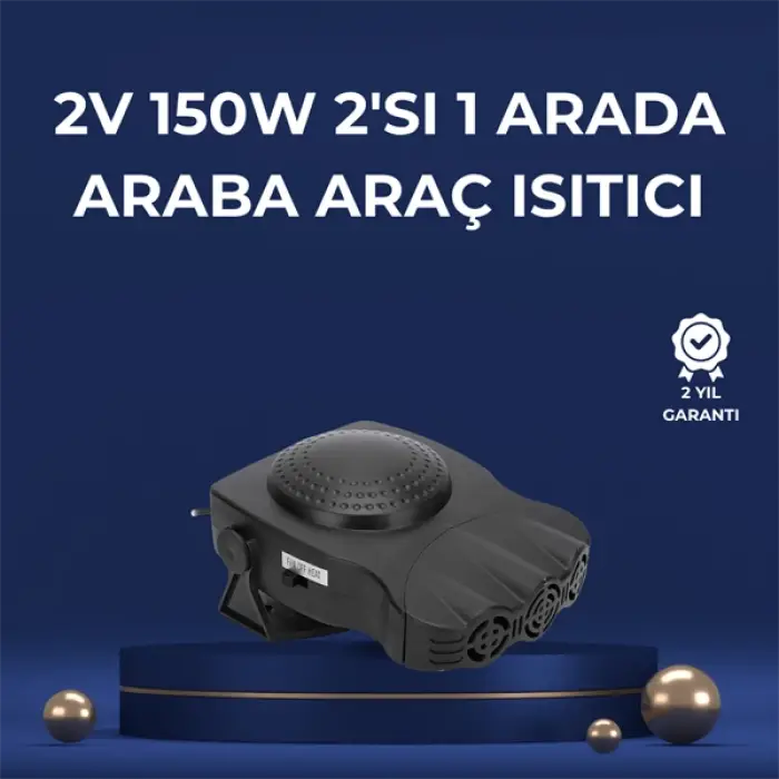 3ü 1 Arada Araç İçi Isıtıcı Fan | 12V Prizli, Buz Çözücü, Temiz Hava ve Hızlı Isıtma Özellikli
