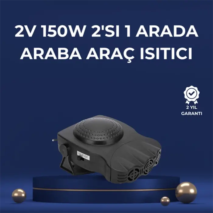 3ü 1 Arada Araç İçi Isıtıcı Fan | 12V Prizli, Buz Çözücü, Temiz Hava ve Hızlı Isıtma Özellikli