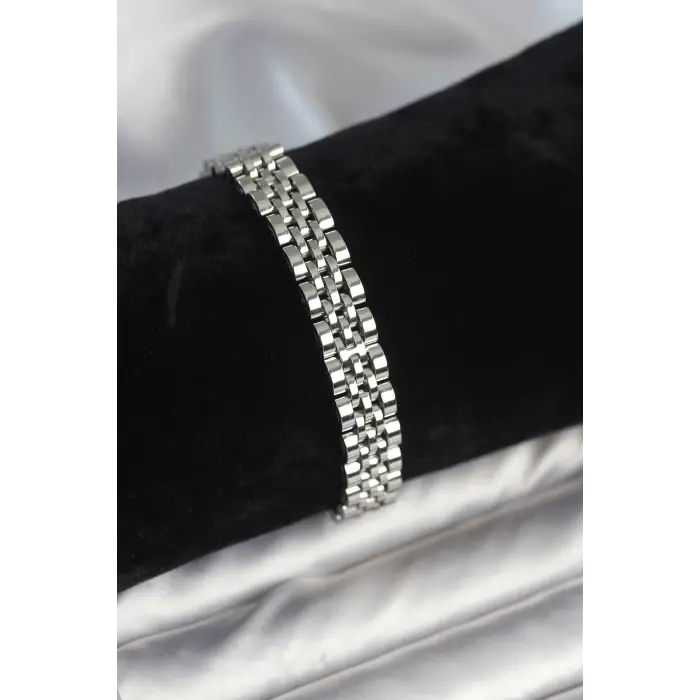 316L Çelik 9 mm Kalınlıkta Gümüş Renkli Erkek Bileklik