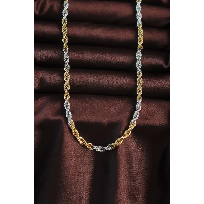 316L Çelik Çift Renk Burgu Tasarımlı Kolye