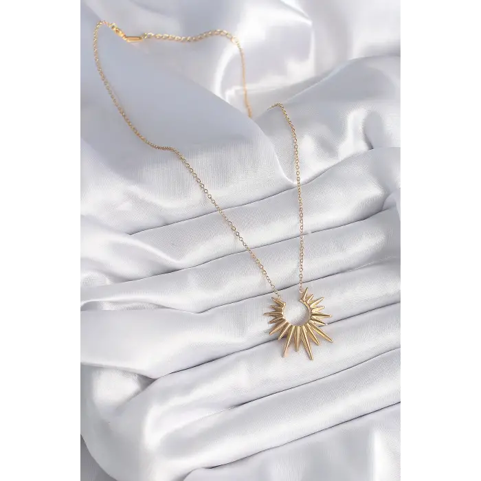 316L Çelik Gold Renk Güneş Model Vintage Kadın Kolye