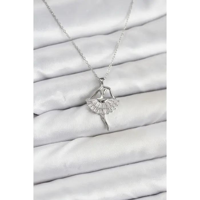 316L Çelik Gümüş Renk Balerin Model Kadın Kolye