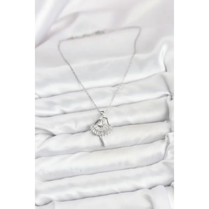 316L Çelik Gümüş Renk Balerin Model Kadın Kolye