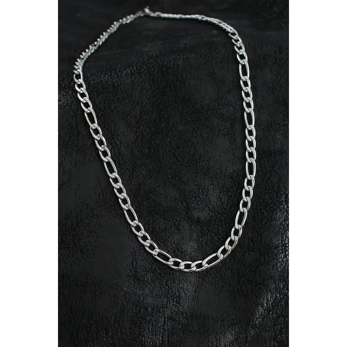 316L Çelik Kalın Figaro Zincir Model Gümüş Renk Erkek Kolye