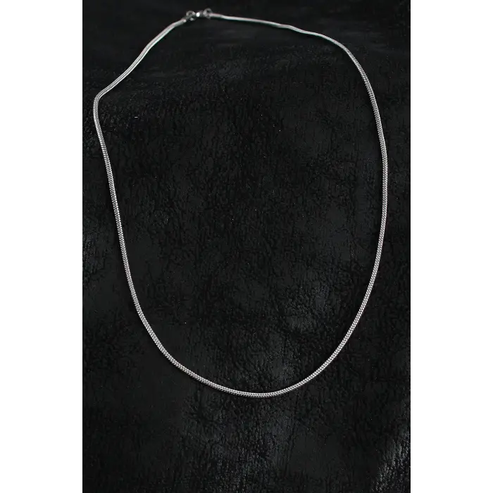 316L Çelik Örme Zincir Model Gümüş Renk Erkek Kolye