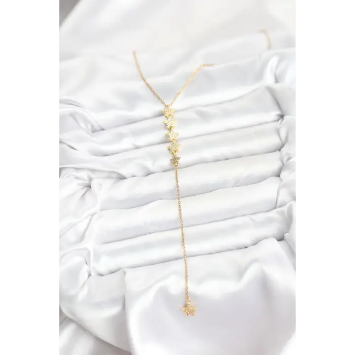 316L Çelik Zincir Gold Renk Yıldız Model Y Kolye