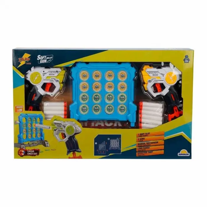 3574 Zapp Toys Hedef Tahtalı Sünger Dart Atan Silah Seti