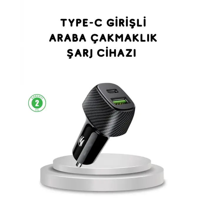 38W Araç Şarj Cihazı Type-C PD USB Hızlı Şarj Çift Port