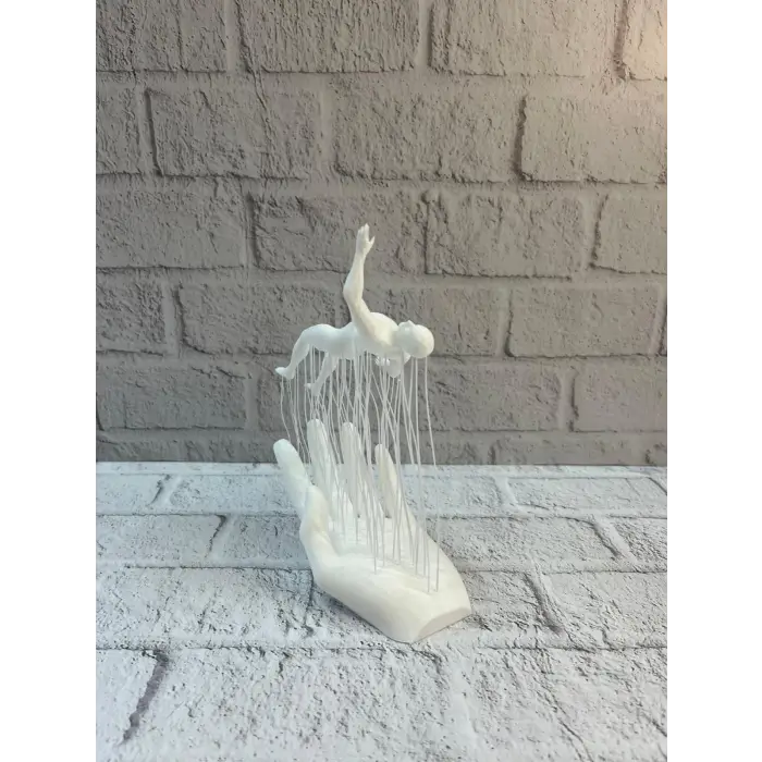 3D El Üzerinde İnsan Figürü Beyaz Minimal Masa Üstü Dekor