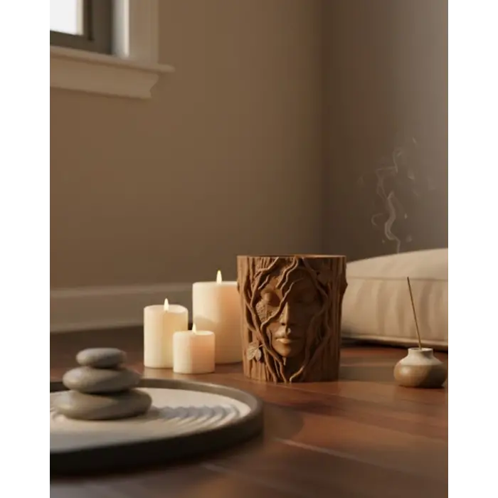 3D Yüz Figürlü Doğa Konseptli Dekoratif Saksı Şık Vazo Tasarımı