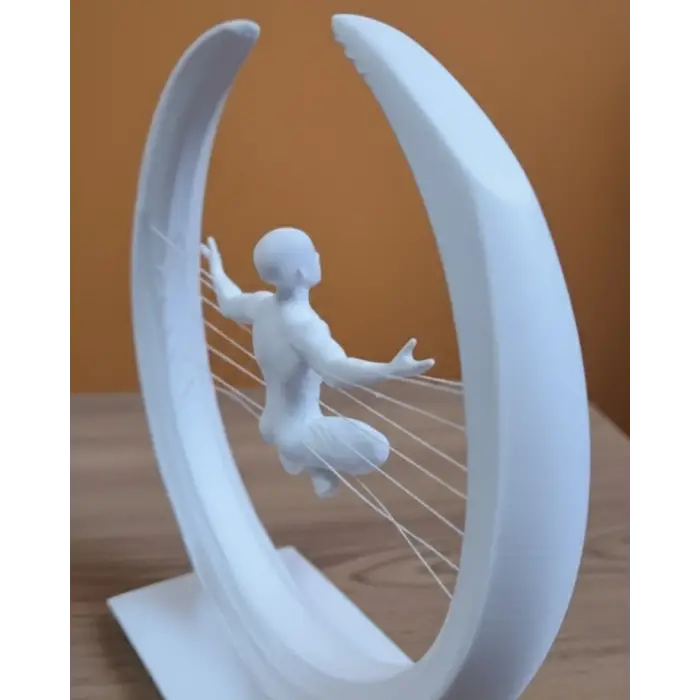 3D Zen Heykeli Ay Formlu Meditasyon Yapan İnsan Figürü Dekor