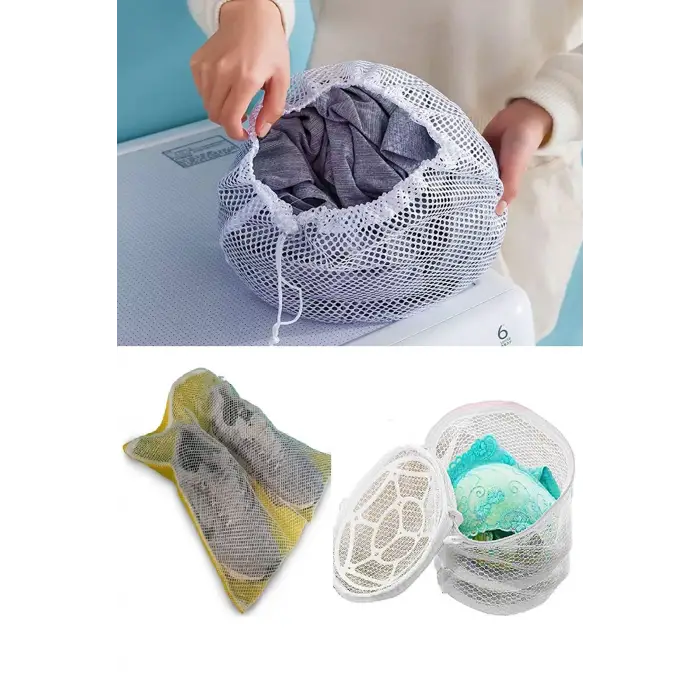 3lü Yıkama File Seti - Ayakkabı Filesi-Plastik Aparatlı Sütyen Yıkama- Çamaşır Yıkama Filesi (336336)