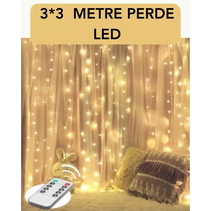 3x3 Metre Perde LED Işık – Parti ve Bahçe Dekorasyonu