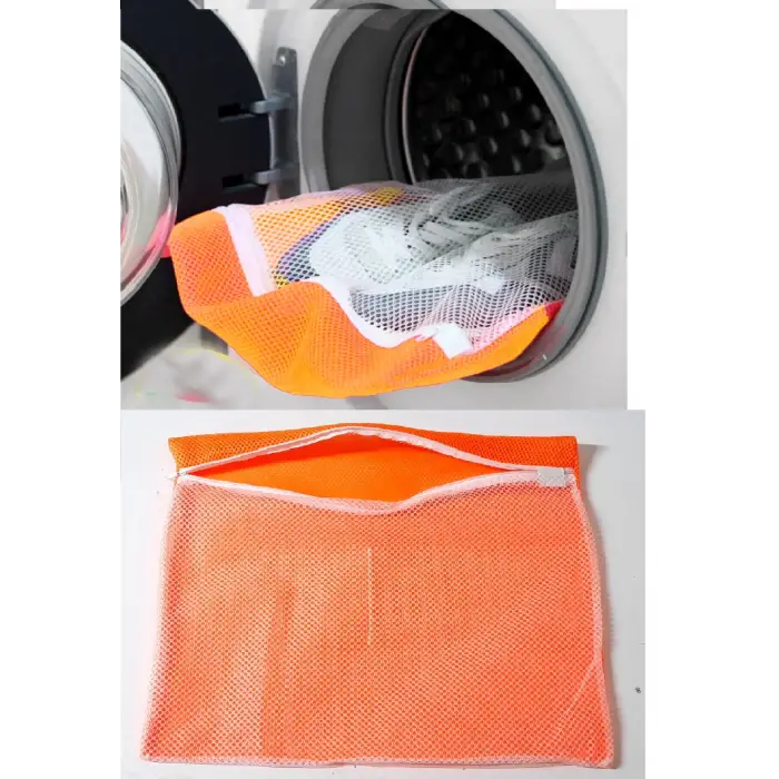 4 Adet 4 Renk  Fermuarlı - Hassas Çamaşır Terlik  Ayakkabı Yıkama Filesi Büyük Boy (336336)