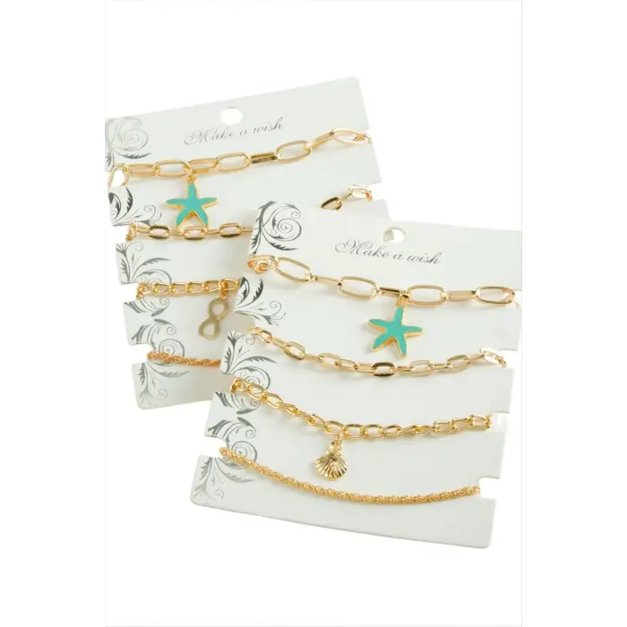 4 Adet Deniz Yıldızı Trend Zincir Bileklik