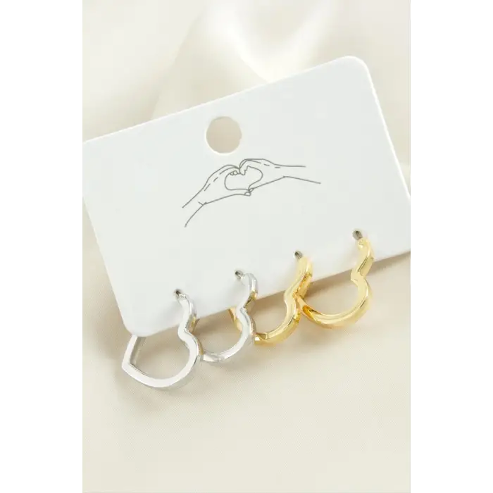 4 Adet Kalp Metal Küpe