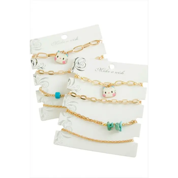 4 Adet Kedi Trend Zincir Bileklik