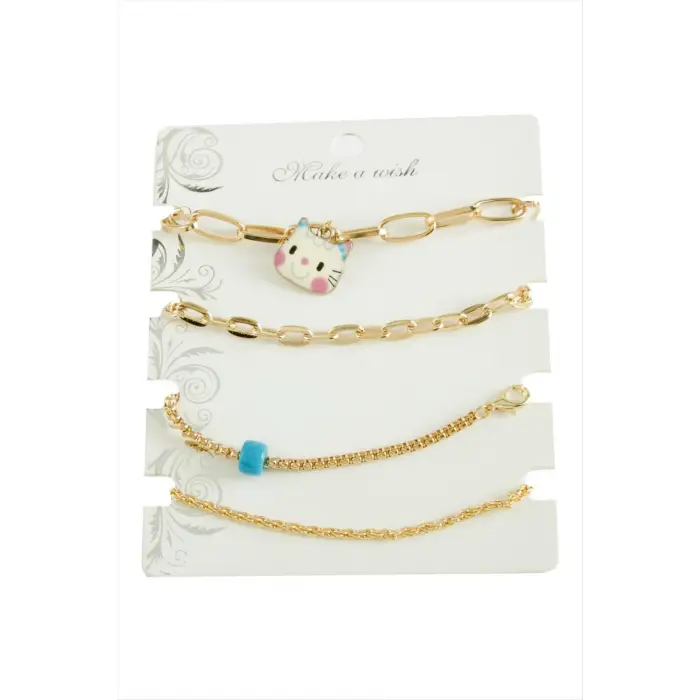 4 Adet Kedi Trend Zincir Bileklik