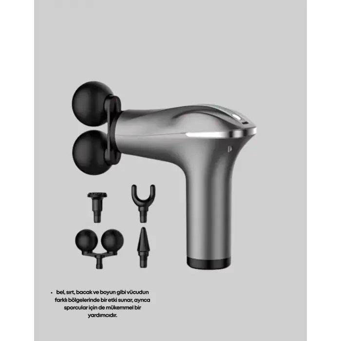 4 Başlıklı Şarjlı Masaj Tabancası Bel Sırt Boyun Bacak Kas Rahatlatıcı