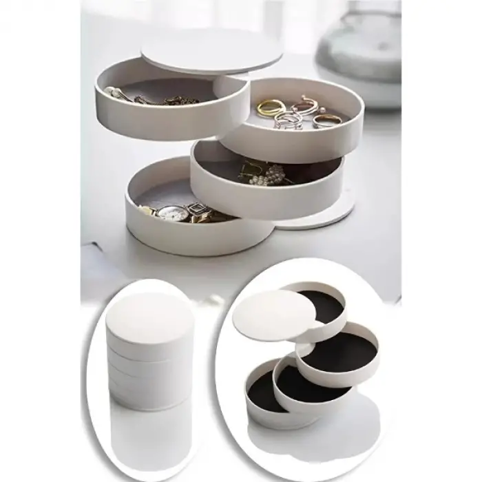 4 Katlı Dönen Silindir Takı Organizeri