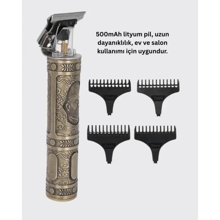 4 Kılavuz Taraklı Profesyonel Saç Ve Sakal Kesme Makinesi