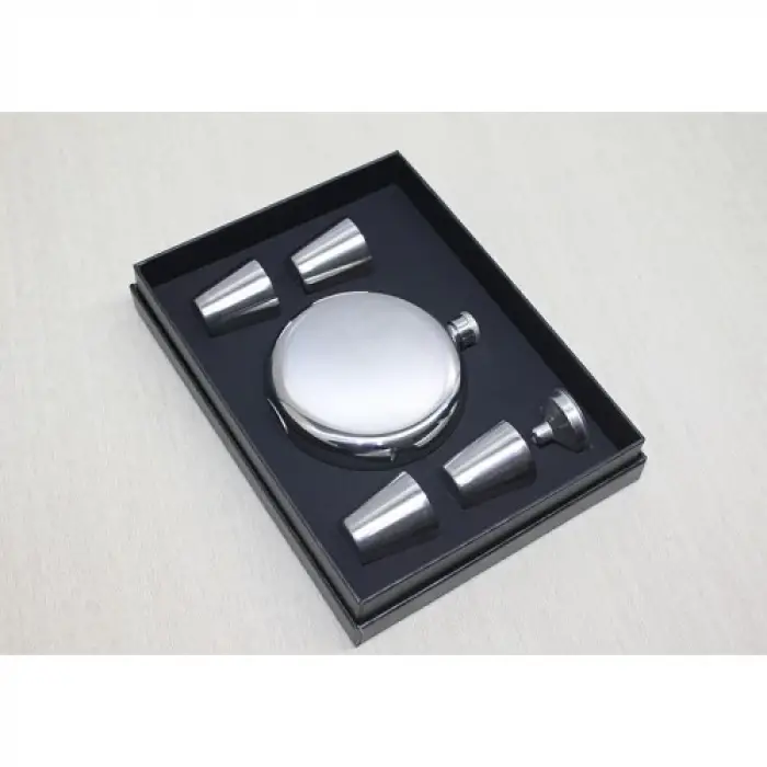 4 Shot Bardaklı Matara Seti Yuvarlak Çelik