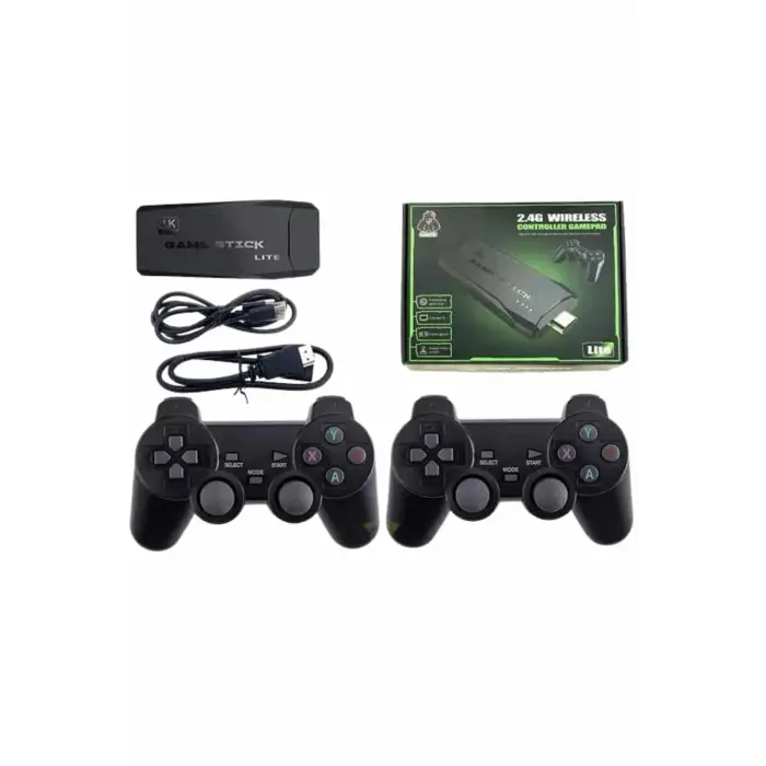 4k Game Stick Oyun Konsolu 2.4g Kablosuz Çift Kol Nostaljik Oyunlar