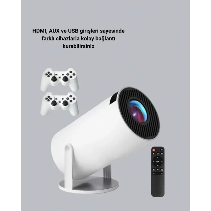 4K Wi-Fi 6 Projeksiyon Cihazı – 10.000+ Oyun Desteği, Kablosuz Bağlantı ve Çoklu Giriş Portları