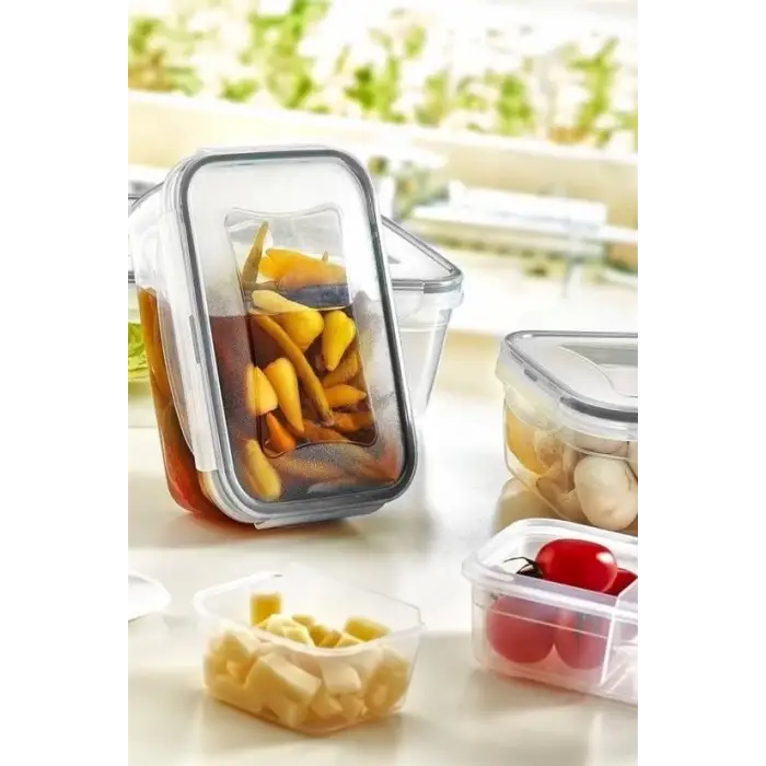 4lü İç İçe Sızdırmaz Contalı Kilitli Kapaklı Plastik Erzak Saklama Kapları Lc315