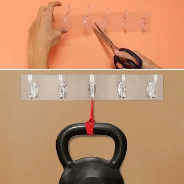 5 li Güçlü Yapışkanlı Şeffaf Duvar Askısı Banyo Mutfak Düzenleyici Pratik Askılık