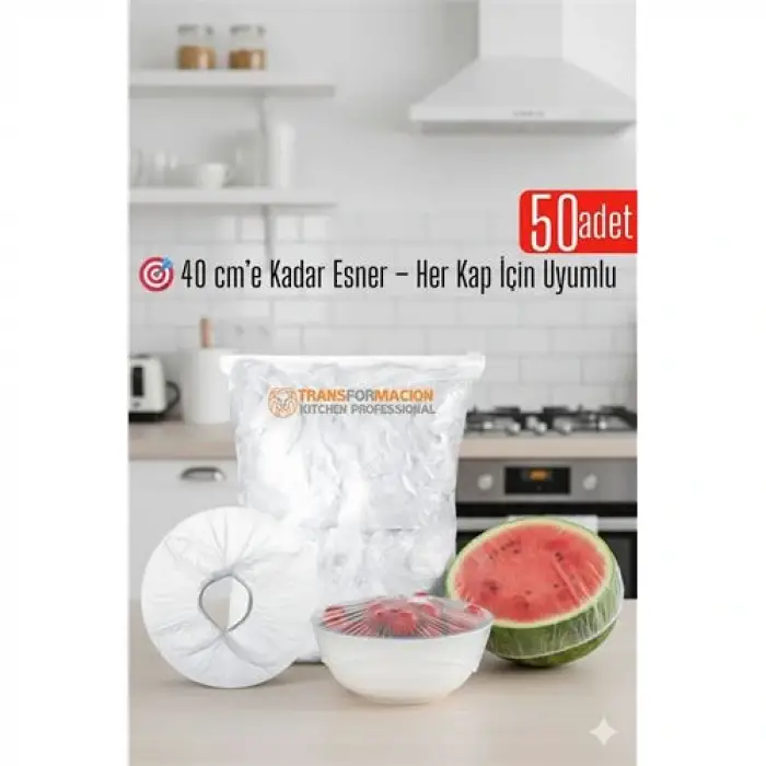 50li Tabak Bonesi - 40 cm Esnek Streç Kapak Seti, Gıda Bonesi Koruma İçin